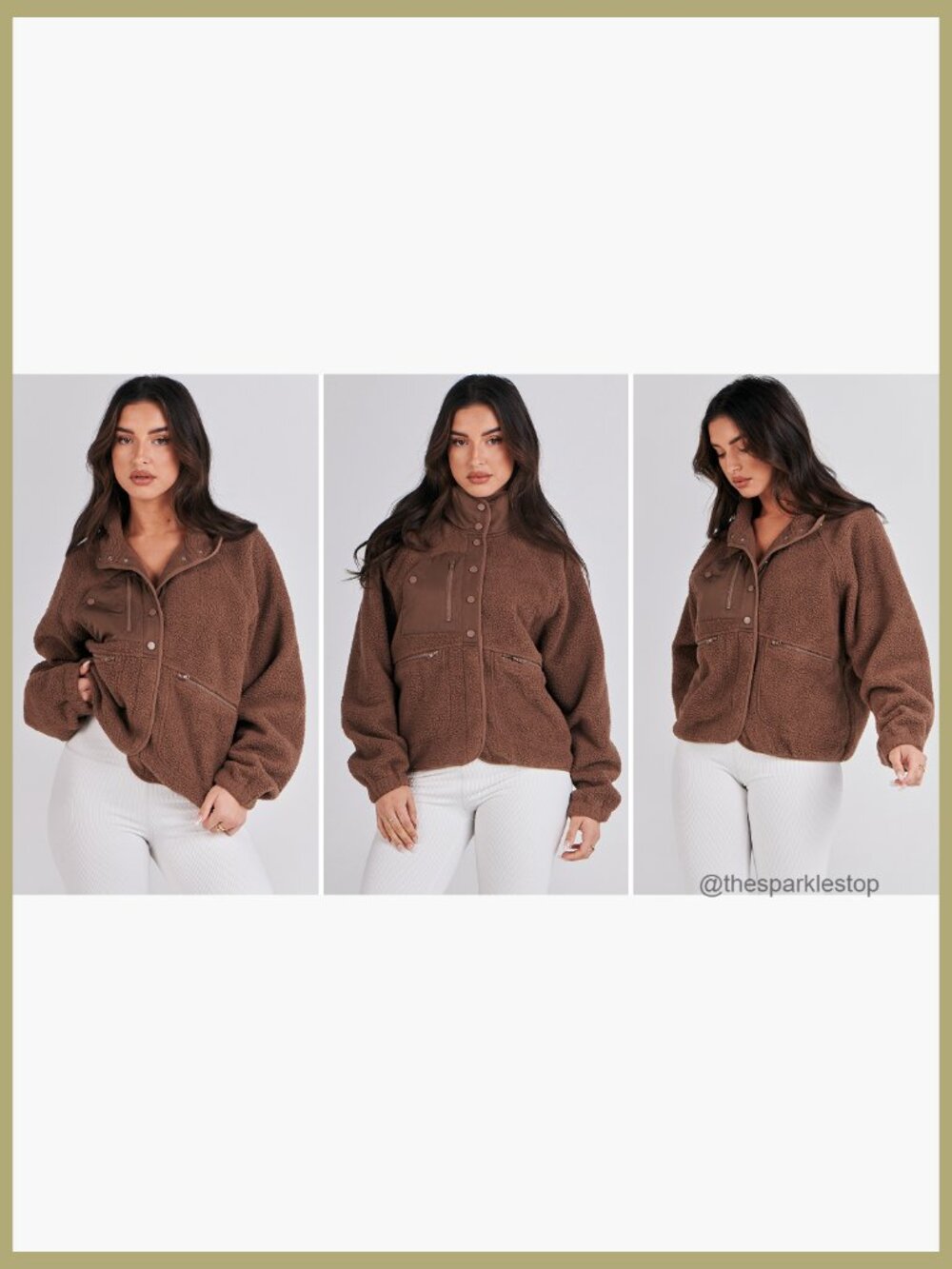 Fuzzy Fleece Cropped Sherpa Jacket with Pockets - Picture 7 of 7